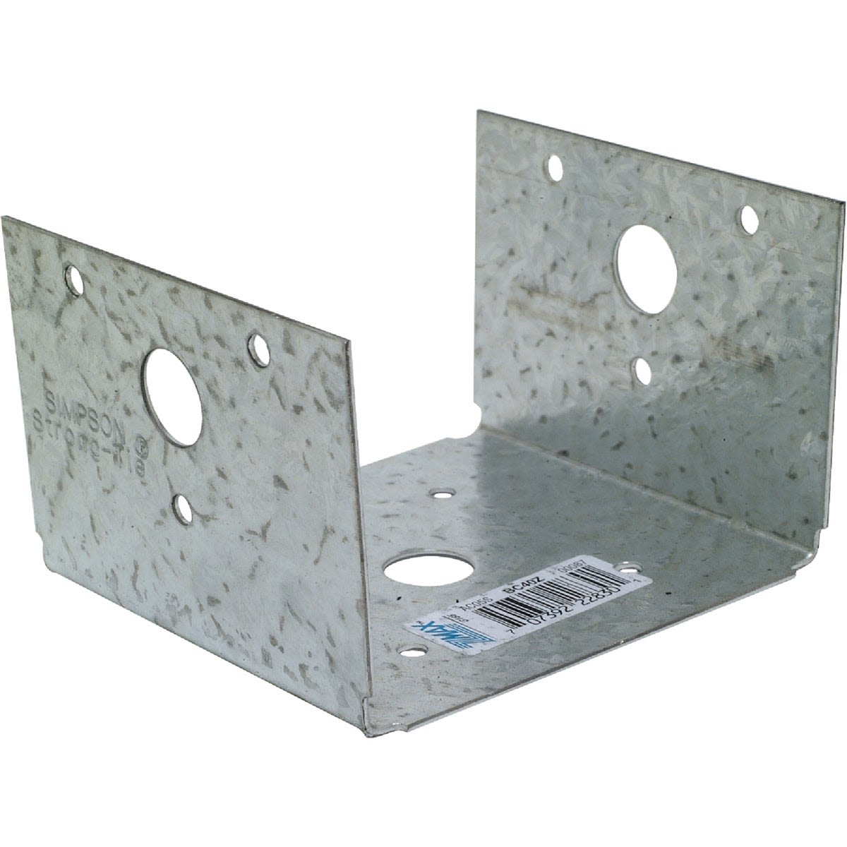 Galvanized steel half base bracket with multiple holes for post cap and base connections in lumber and building materials