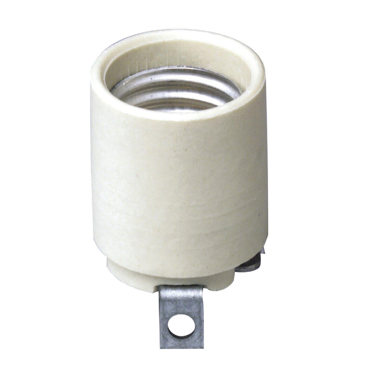 Porcelain medium base lamp socket with metal terminals for electrical connections in home improvement projects