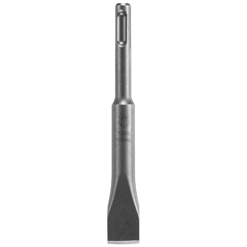 Steel flat chisel with stubby design for concrete material removal, part of power tool accessories collection