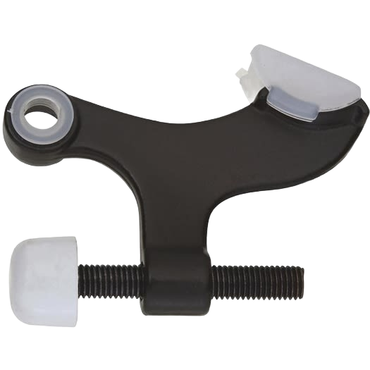 Oil rubbed bronze hinge pin door stop with wide base and plastic stopper for door protection in door accessories collection