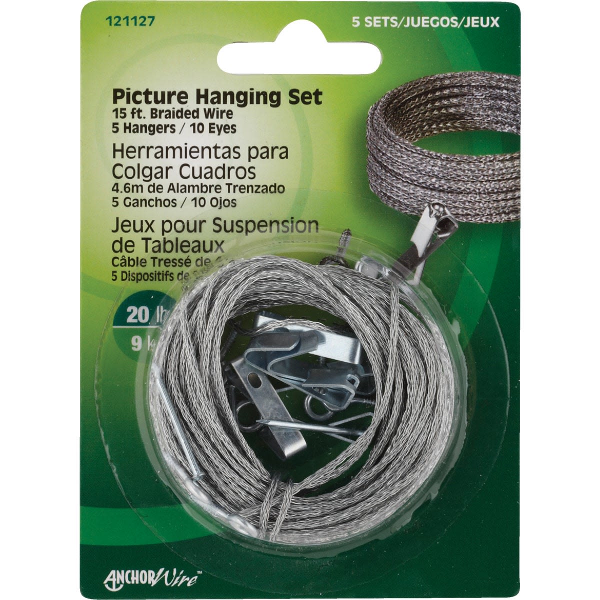 Braided wire picture hanging kit with hangers and screw eyes for hardware, fasteners, and home improvement projects under $50