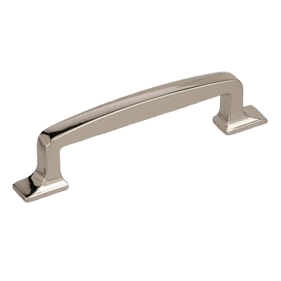 Polished nickel cabinet pull with transitional soft modern lines for hardware and furniture accessories under $50 collection