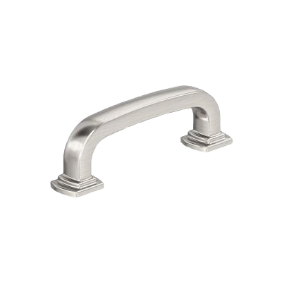 Satin nickel cabinet pull with decorative stepped base, ideal for home improvement and furniture hardware under $50 collection