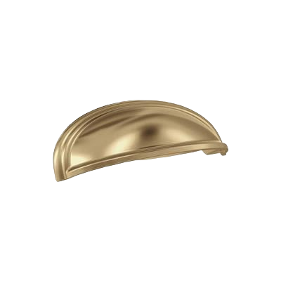 Champagne bronze cabinet cup pull with smooth curved design, ideal for furniture hardware and home improvement projects