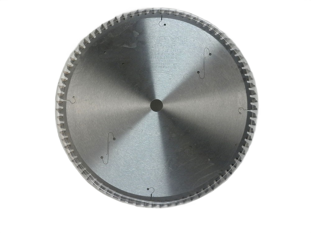 Circular metal saw blade with fine teeth designed for precise cutting in home improvement tools