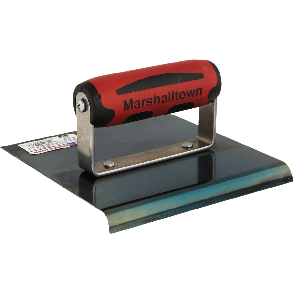 Blue steel straight end edger with red and black ergonomic handle for home improvement and tools use