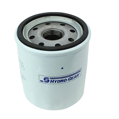 White cylindrical transmission oil filter with Hydro-Gear branding for use in home improvement tools and machinery maintenance