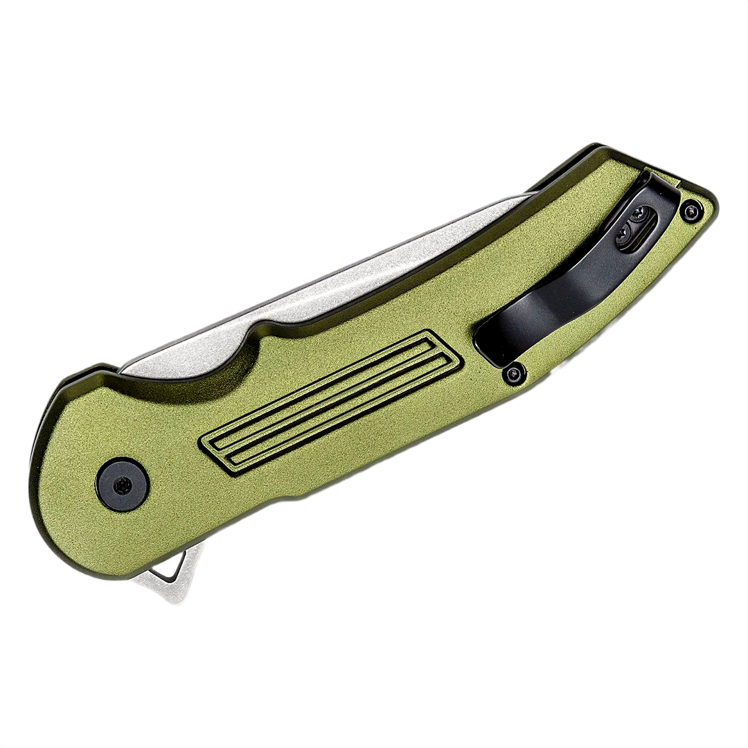 Green assisted opening folding pocket knife with blade flipper and secure locking mechanism for home improvement tools under $100
