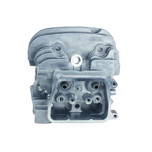 Gray metal cylinder head component for automotive and John Deere engine parts in mechanic tools collections
