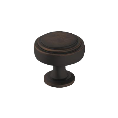 Round oil-rubbed bronze cabinet knob with classic profile for furniture hardware and home improvement projects under 50 dollars