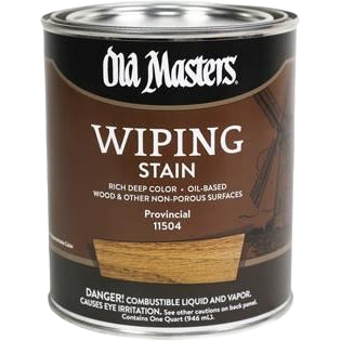 One gallon can of oil-based Old Masters Provincial wiping stain for interior wood finishing and home improvement projects
