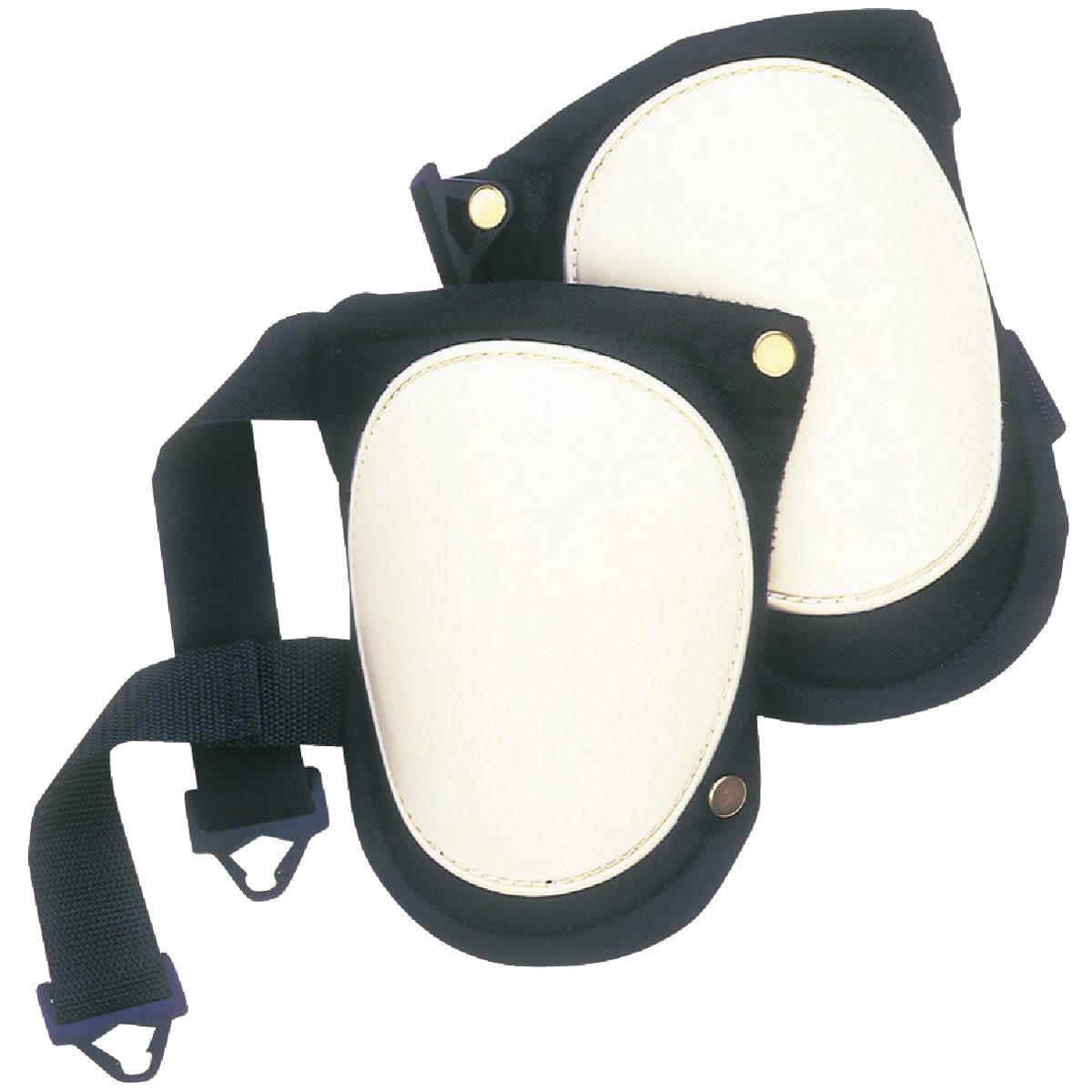 Pair of adjustable swivel cap kneepads with non-skid grooved surface for safety and home improvement tasks