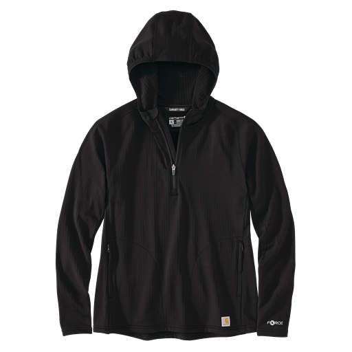 Women's black half-zip relaxed fit hoodie with hood and zippered pockets in clothing and women's tops collections under $100