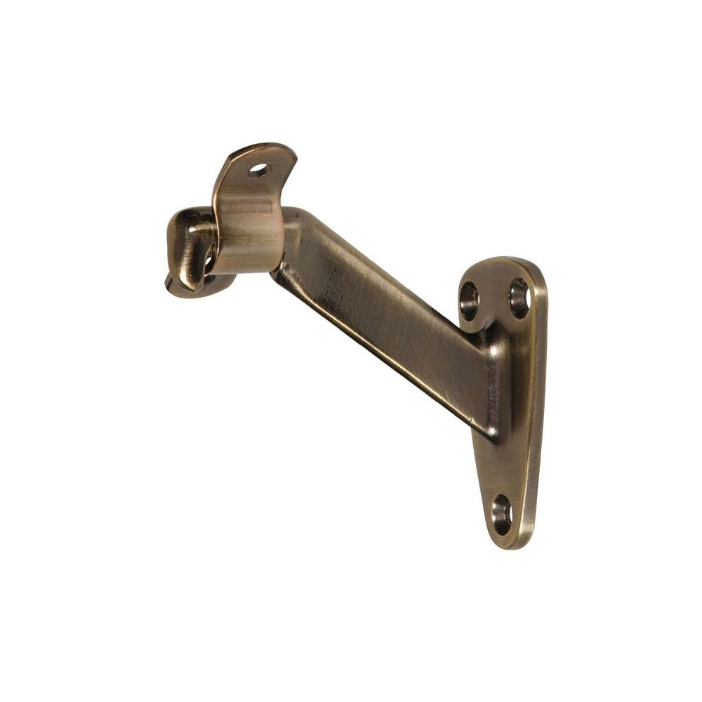 Antique brass handrail bracket with mounting holes for secure installation in hardware and home improvement projects under $50 collections