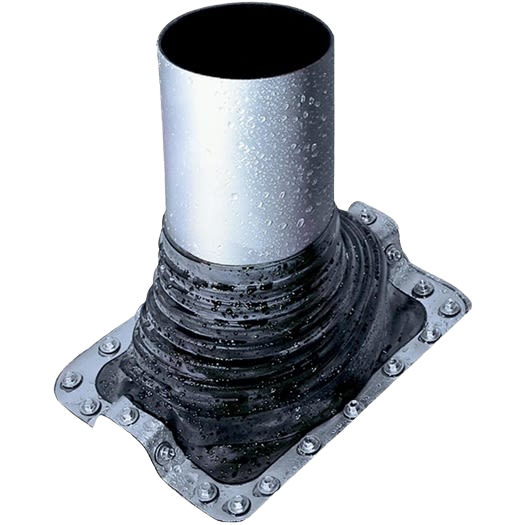 Aluminum and EPDM rubber roof pipe flashing with metal base and seal for plumbing parts and repair collections