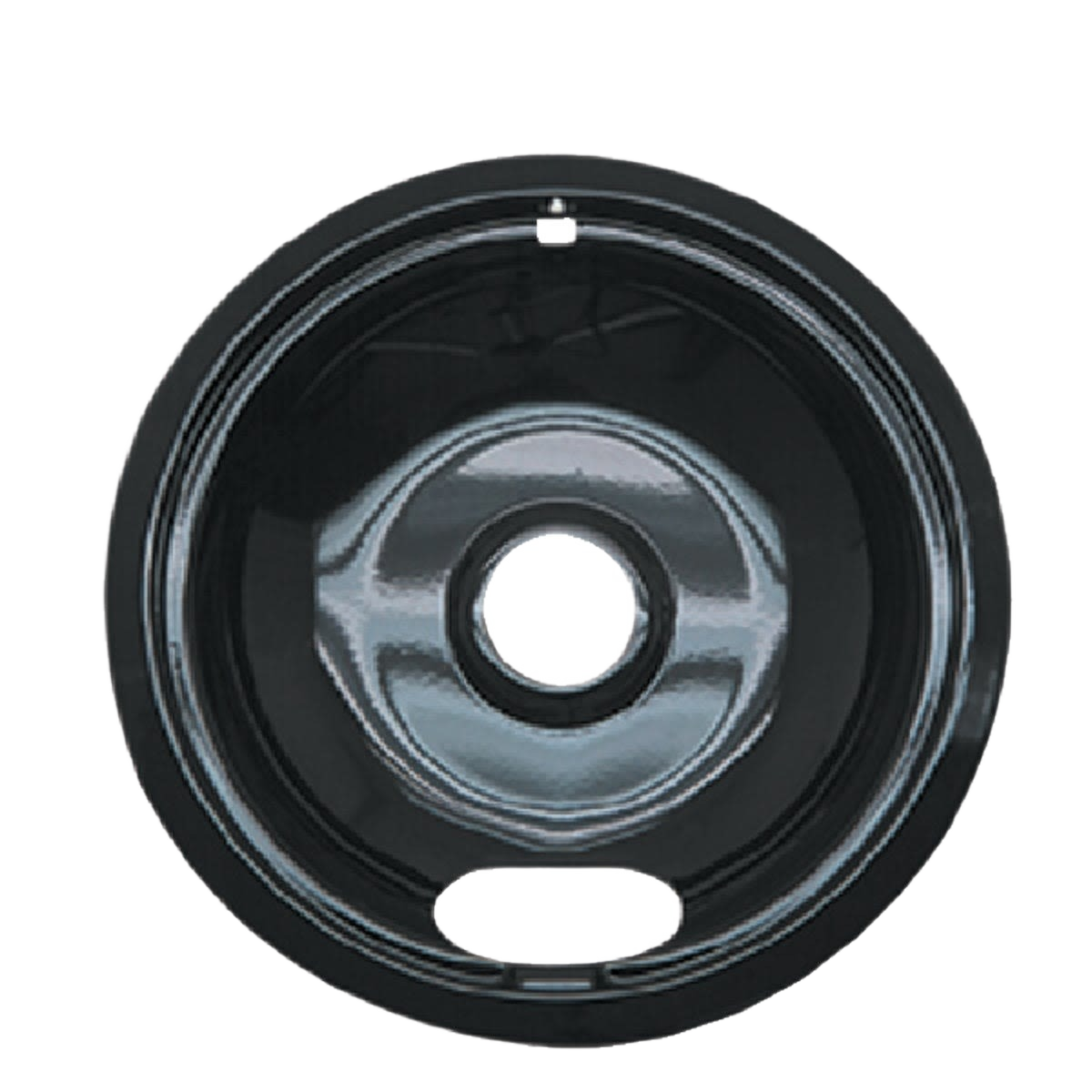 Black porcelain universal drip pan designed for electric ranges in kitchenware and kitchen gadgets collections under $50