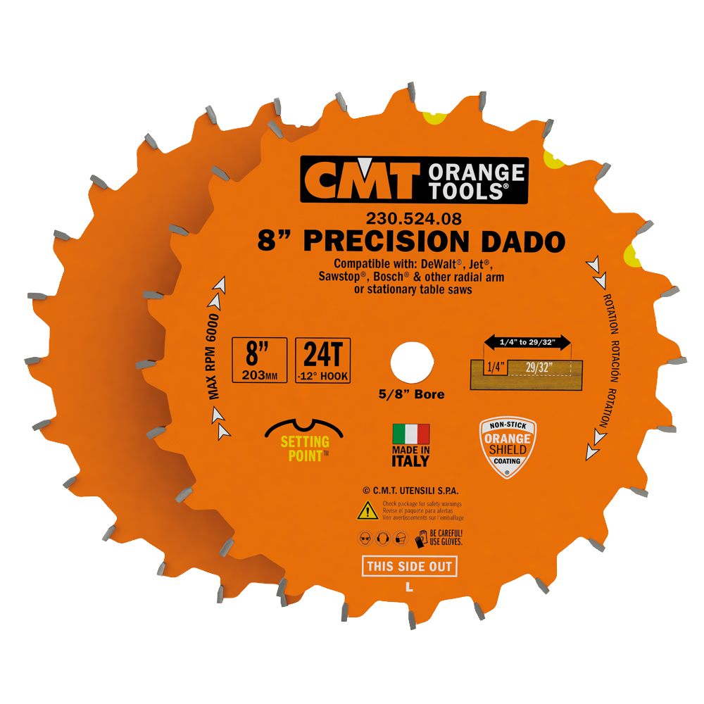 CMT Orange Tools 8" 24T Precision Dado Blade Set