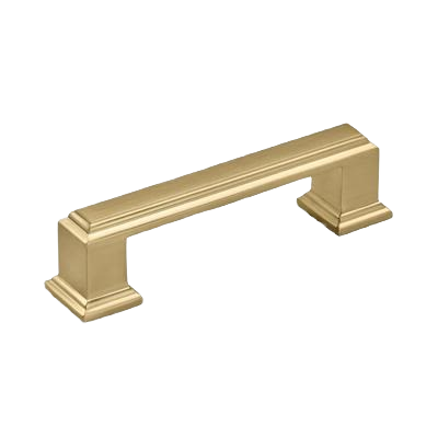 Champagne bronze cabinet pull with raised edges and stepped base for home improvement projects