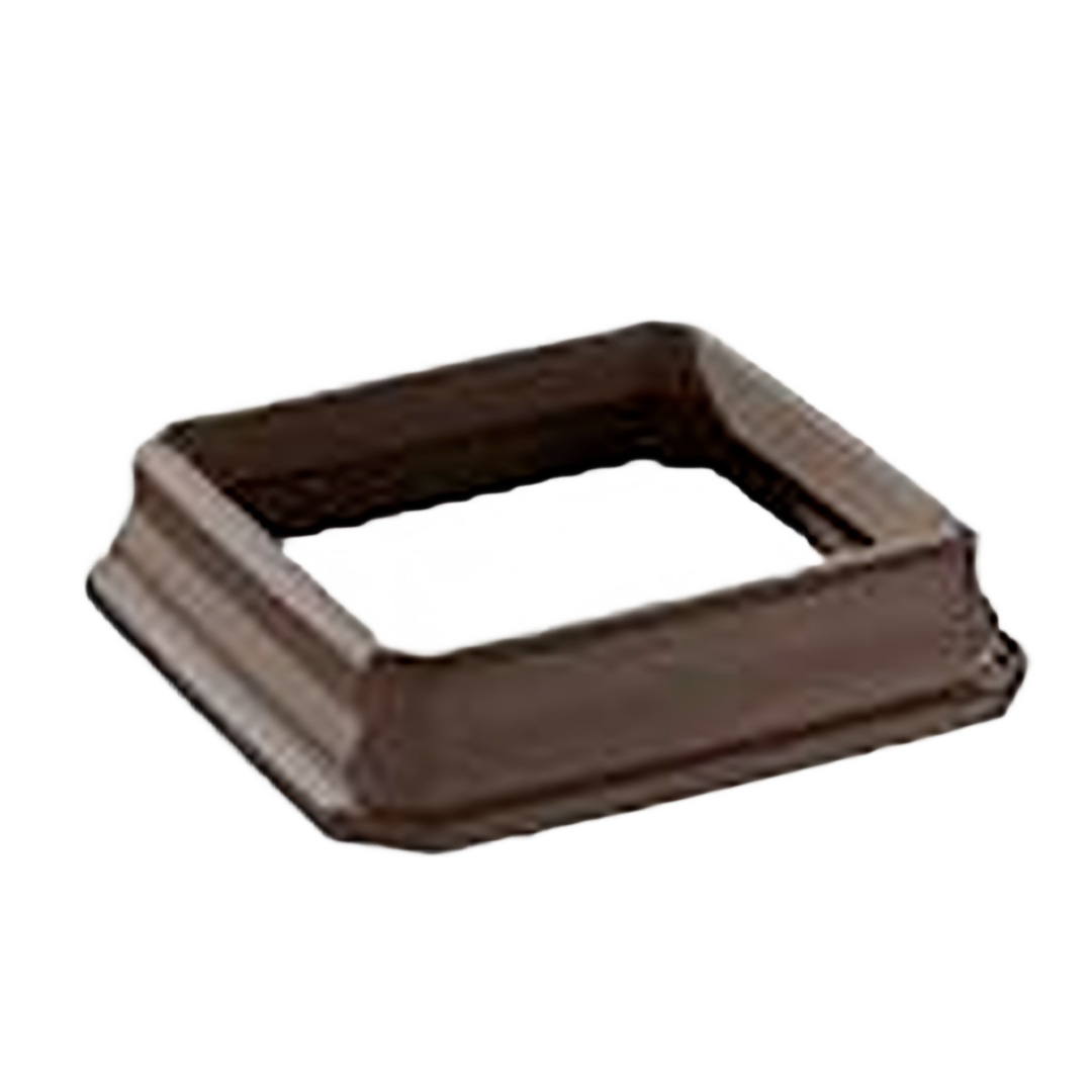 Matte espresso post skirt accessory designed for 5 x 5-inch posts in home improvement projects