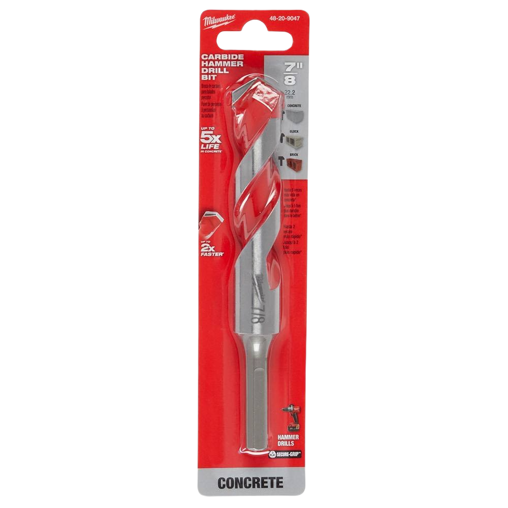 Milwaukee carbide-tipped hammer drill bit for concrete drilling in Tool Accessories and Drill Bits collections under $50
