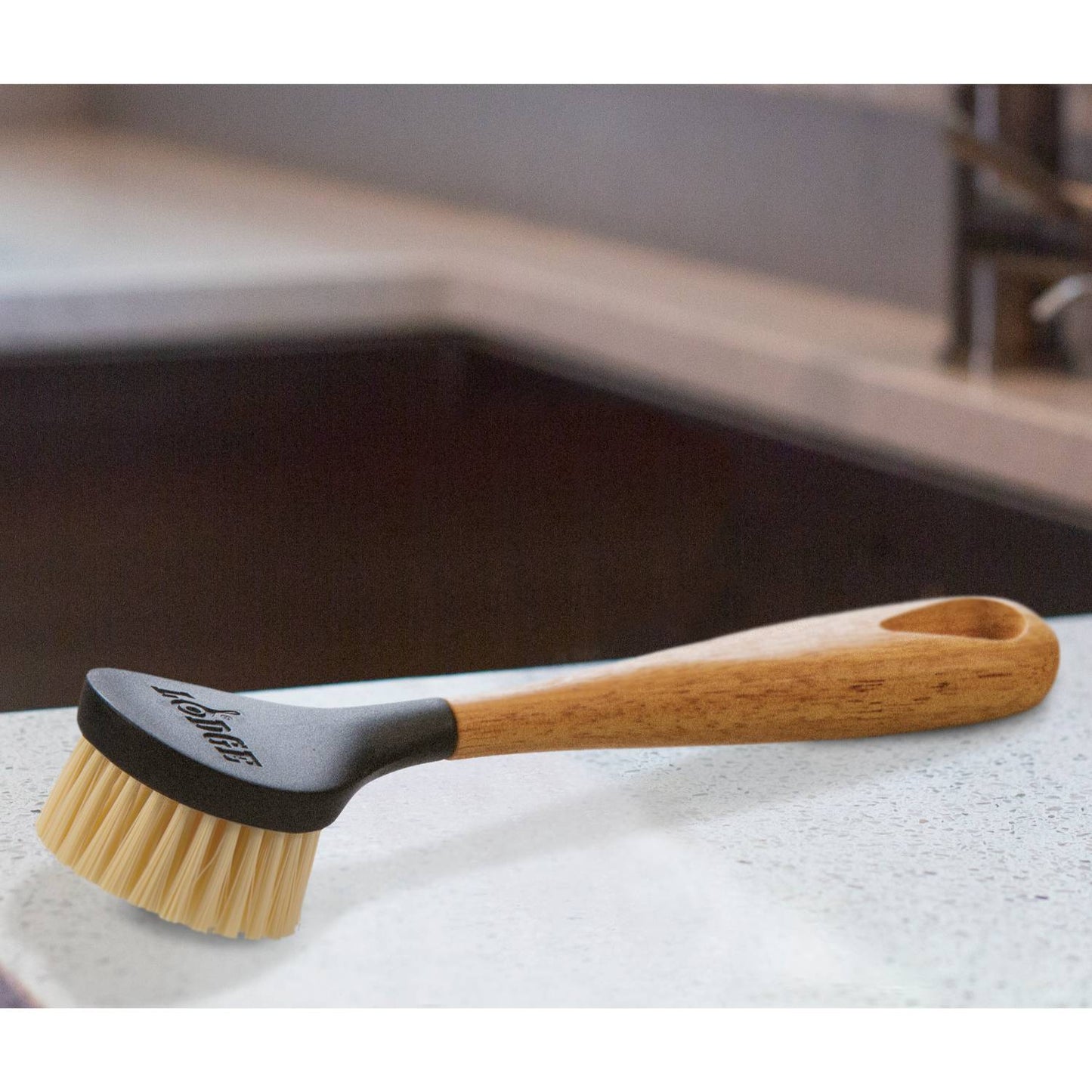 10-inch stiff nylon scrub brush with wooden handle for kitchenware and cast iron cleaning under $50 collection