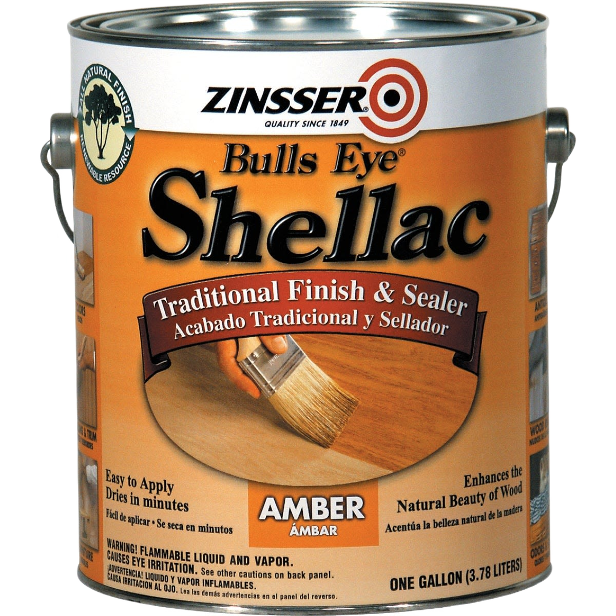 One gallon can of amber shellac traditional finish and sealer for wood in stains and sealers collection