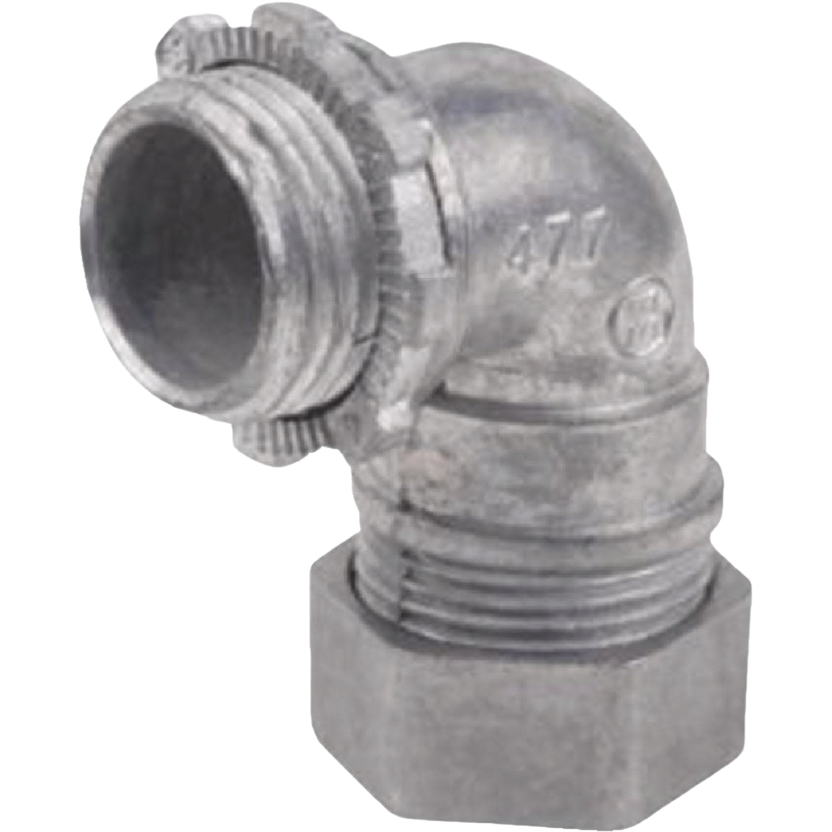Die-cast compression 90-degree conduit connector for electrical conduit fittings in home improvement tools collections
