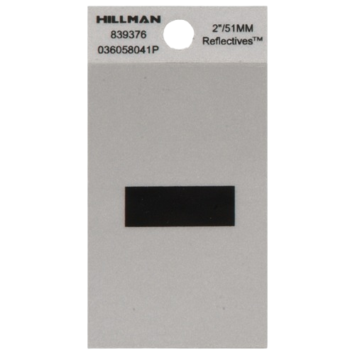 Black reflective mylar square cut sticker in hyphen shape for home improvement and tool labeling tasks