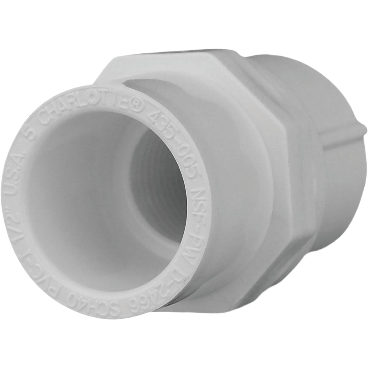 White 1/2 inch female PVC adapter for pipes and fittings in plumbing and home improvement collections under $50