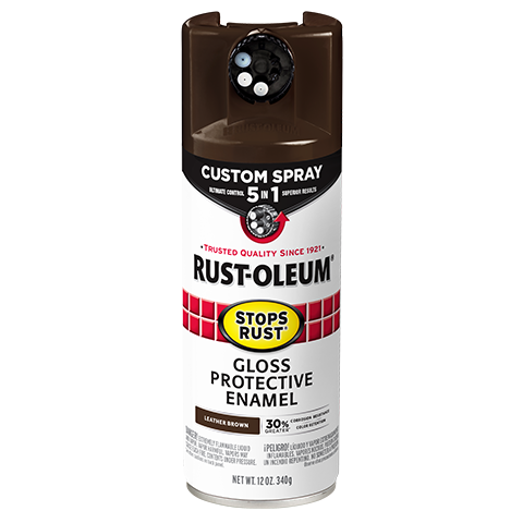 Brown gloss enamel spray can with 5-in-1 spray control for home improvement under $50 Rust Oleum collection