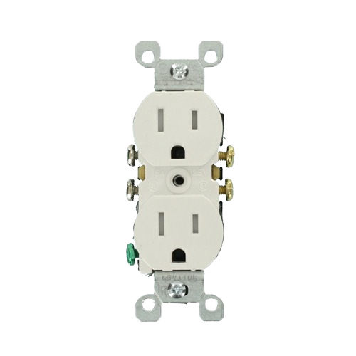 Ivory tamper resistant electrical outlet with grounding screws for safety in home improvement projects