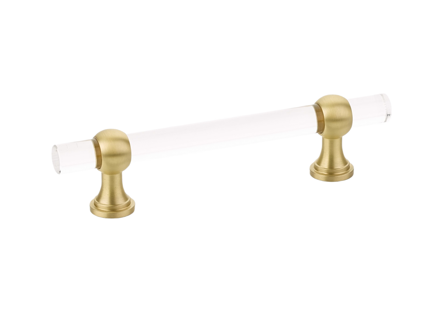 Transitional adjustable cabinet pull featuring satin brass and clear acrylic for home improvement hardware collection under $50