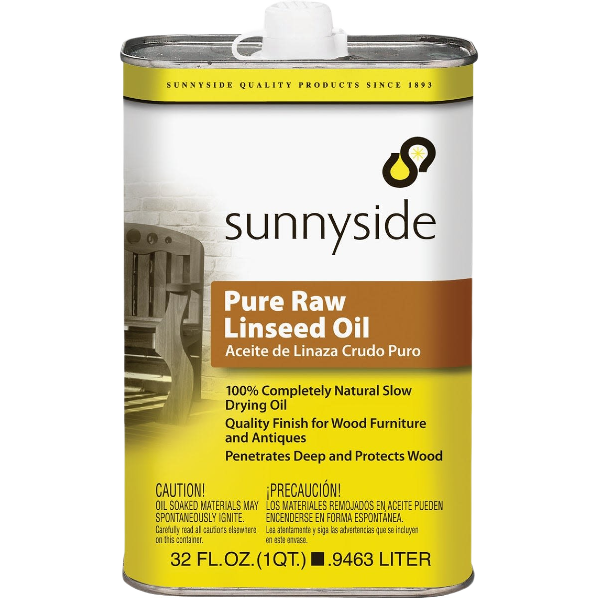 Metal container of Sunnyside pure raw linseed oil for wood finishing in Paint & Supplies and Under $50 collections