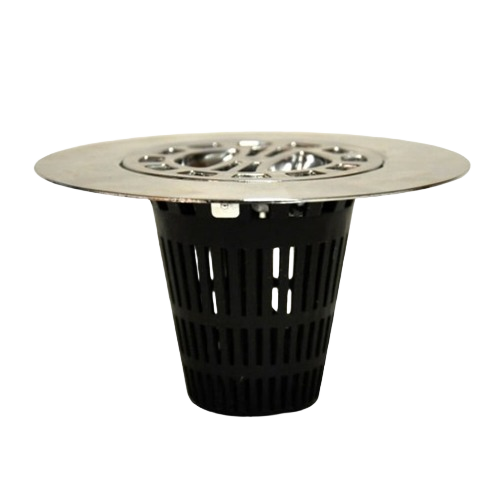 Chrome-plated shower drain hair catcher with removable basket for easy cleaning in plumbing repair and home improvement projects