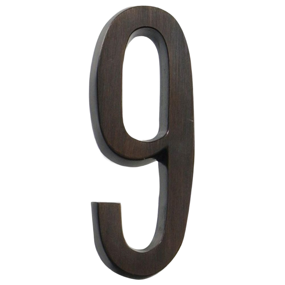 Bronze adhesive house number 9 with a sleek modern design for exterior home improvement use