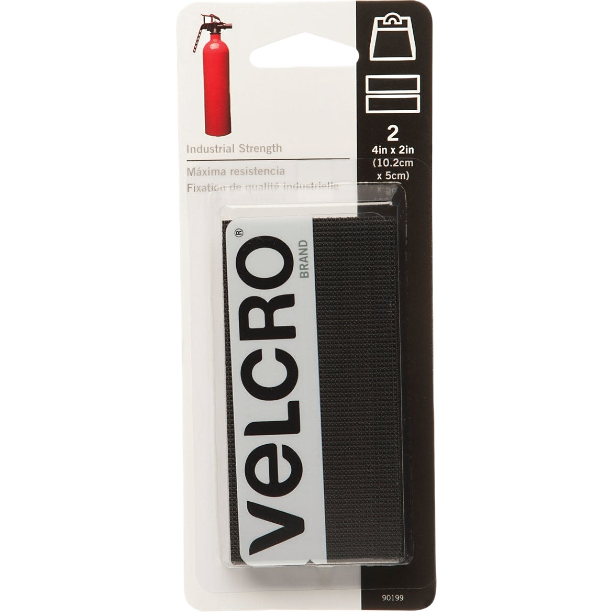 VELCRO Brand Black Hook & Loop Strip, 2 x 4 in.