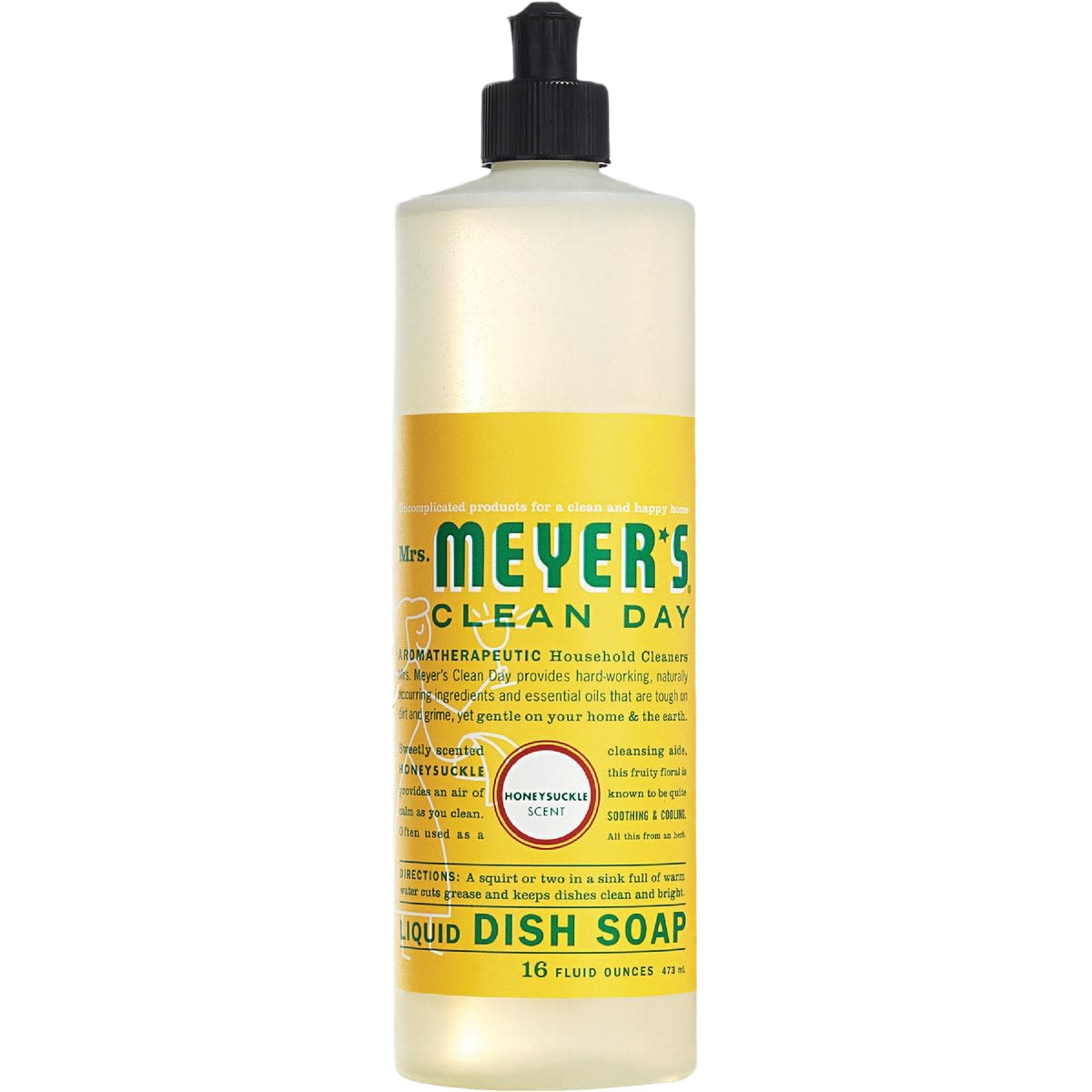 Bottle of Mrs. Meyer’s liquid dish soap with honeysuckle scent in Cleaning Supplies and Household Items collections