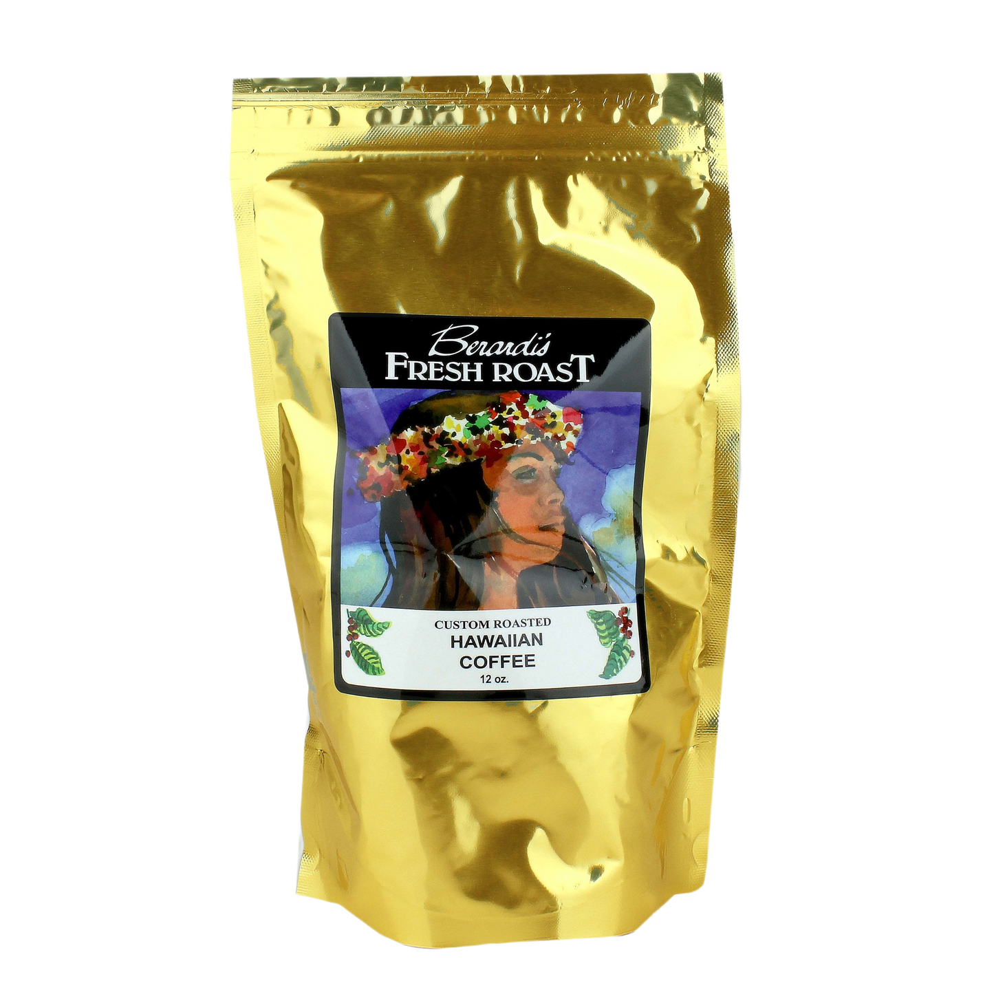 Gold foil bag of fresh roasted Hawaiian coffee beans in drinks and food & beverage collections under $50