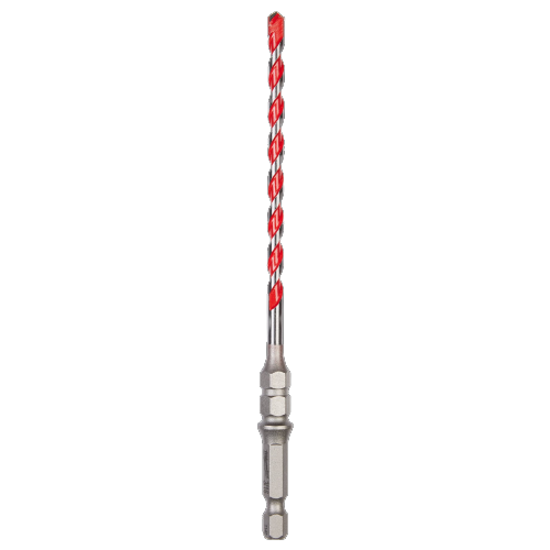 Red and silver carbide hammer drill bit with hex collar for concrete drilling in power tool accessories under $50 collections
