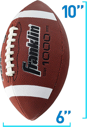Junior-size synthetic leather football with white laces and stripes for kids' outdoor games under $50