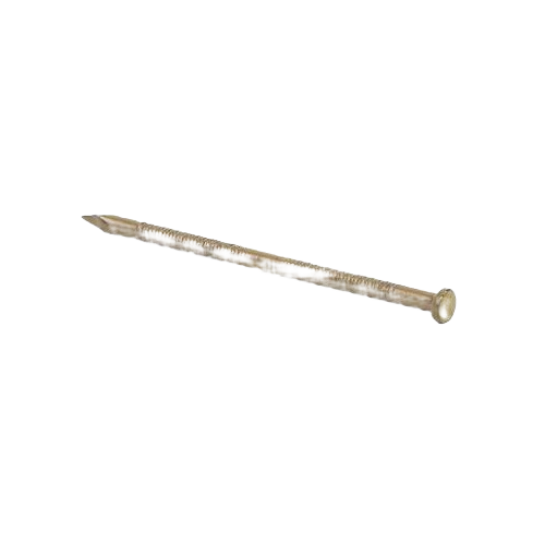 Beige 15-gauge soffit and trim nail with smooth head designed for fastening wood and metal trim in home improvement projects