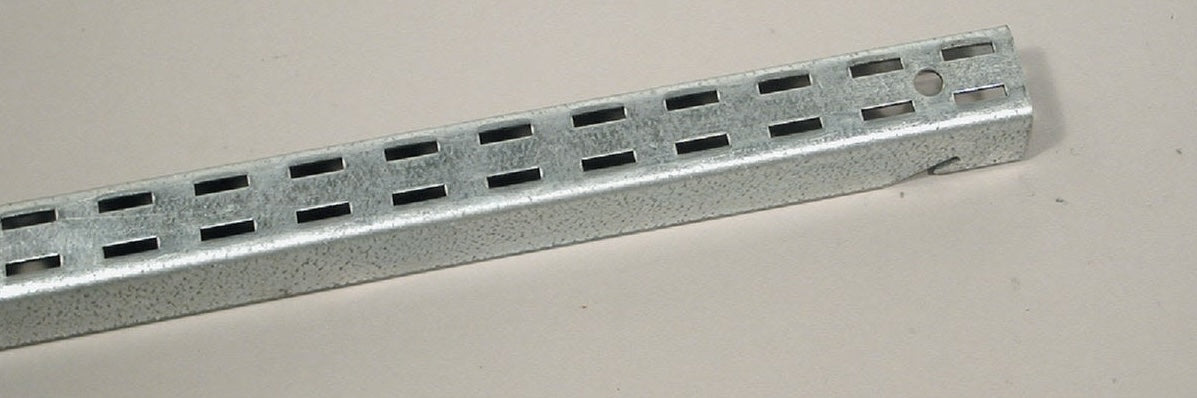 Galvanized steel fast-mount double-slot shelf standard for storage and organization in shelving accessories collection