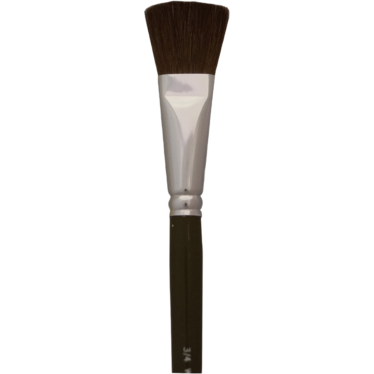 Flat art brush with synthetic camel bristles and wooden handle for precise lacquering in tools and home improvement tasks