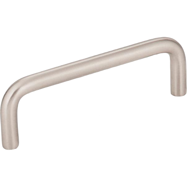 Satin nickel 4-inch cabinet wire pull handle with smooth curved design for home improvement projects