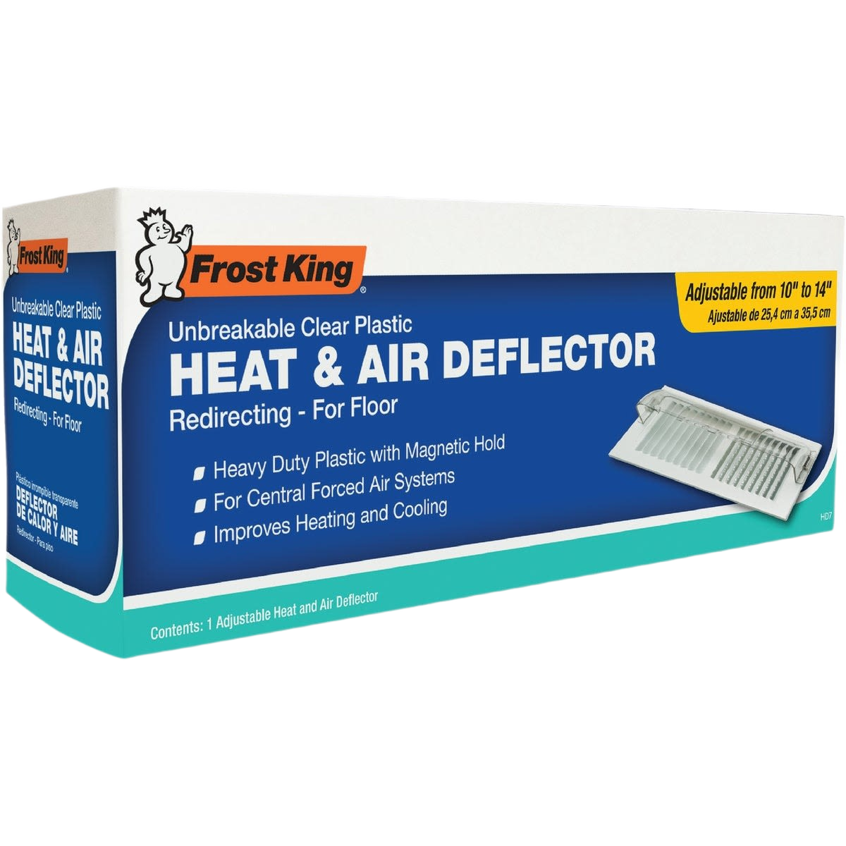 Boxed Frost King floor heat and air deflector in clear plastic for improved airflow, home improvement under $50 collection