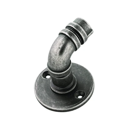 Black nickel pipeline-style decorative hook with mounting plate for bathroom and storage organization accessories