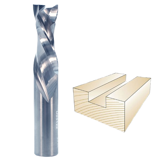 Precision-engineered spiral up/downcut router bit for clean laminate and veneer trimming in tool and home improvement kits