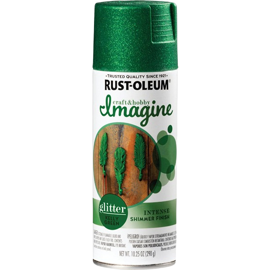 Can of glitter finish spray paint in vibrant Kelly Green for crafts and home improvement projects under $50 collection