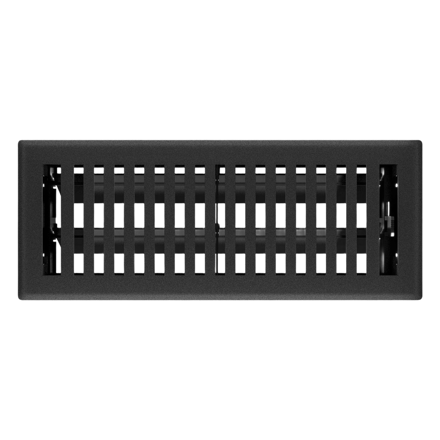 Black iron floor register vent cover with adjustable slats for home improvement and ventilation projects
