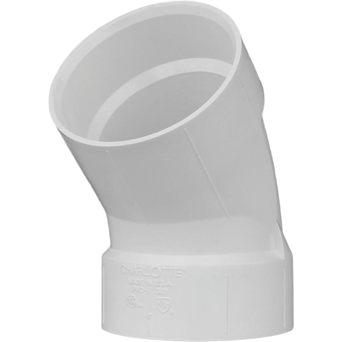 White PVC 45-degree elbow fitting for plumbing in Pipes & Fittings and Home Improvement collections under $50